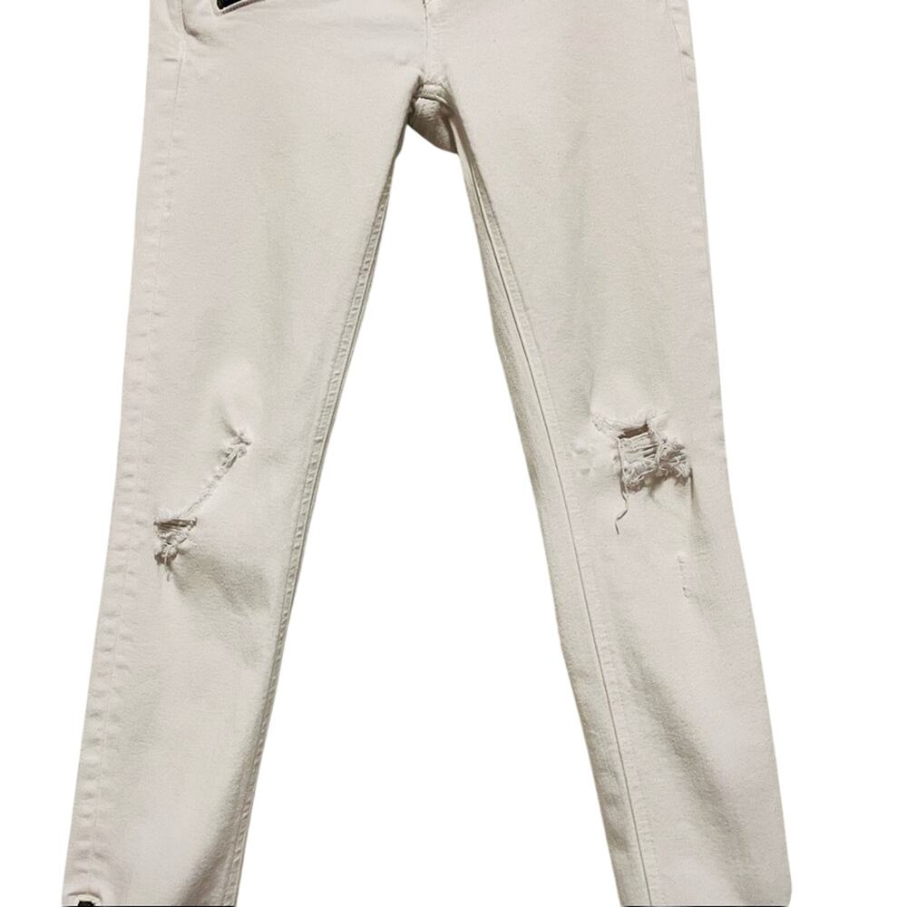 rag & bone White Denim Black Ankle Zipper Moto Skinny Jeans 25 - Picture 4 of 8